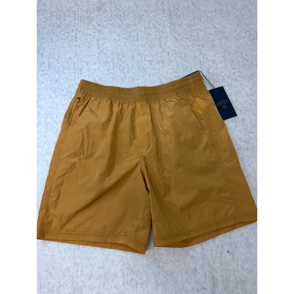 VRST Mens All-In Unlined 7" Shorts Palomino Gold Shine Water Repellent Med‎ NWT